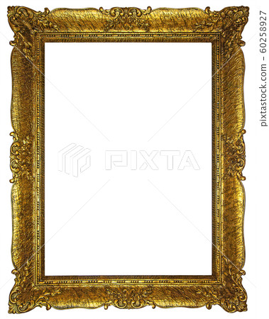 Old wooden gilded rectangle Frame on white Old wooden gilded rectangle Frame on white 60258927