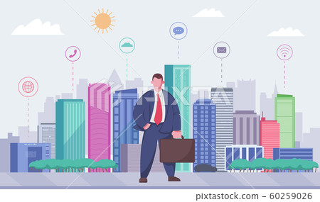Business person in the modern city. Economy and Finance. Evereday job. Vector Business person in the modern city. Economy and Finance. Evereday job. Vector 60259026