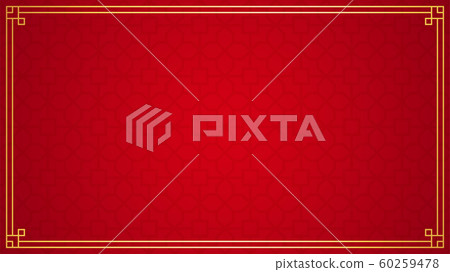 Oriental chinese border ornament on red background, vector illustration 60259478