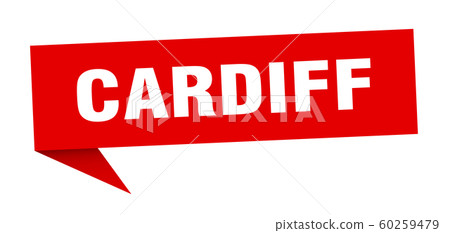 Cardiff sticker. Red Cardiff signpost pointer sign 60259479