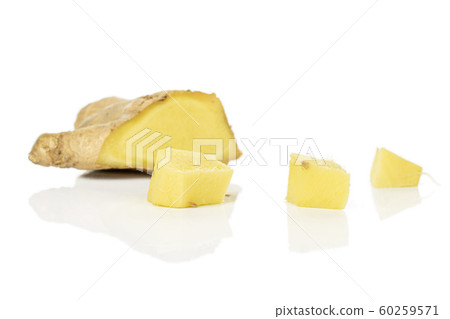 Fresh brown ginger isolated on white 60259571