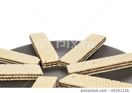 Chocolate biscuit wafer isolated on white Chocolate biscuit wafer isolated on white 60261126