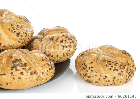 Sesame kaiser roll isolated on white 60261143