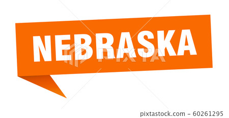 Nebraska sticker. Orange Nebraska signpost pointer 60261295