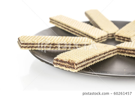 Chocolate biscuit wafer isolated on white Chocolate biscuit wafer isolated on white 60261457