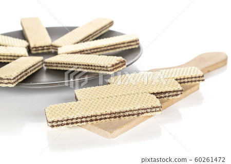 Chocolate biscuit wafer isolated on white Chocolate biscuit wafer isolated on white 60261472