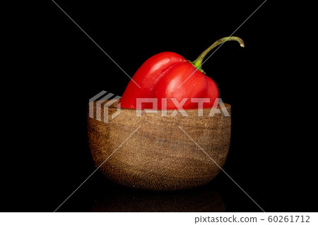 Hot chili habanero isolated on black glass 60261712