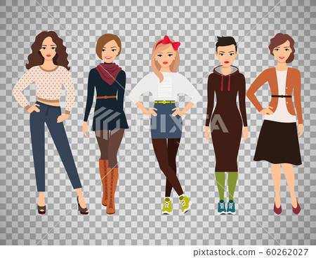 Cartoon teenage girls in everyday dress Cartoon teenage girls in everyday dress 60262027