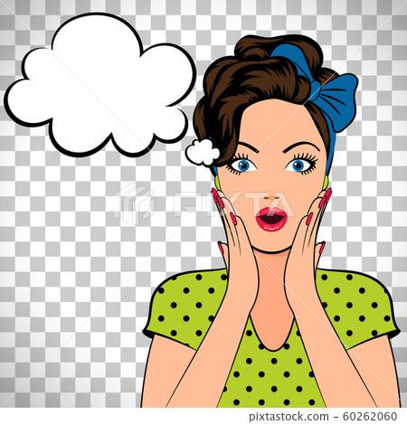 Pop art woman with speech bubble Pop art woman with speech bubble 60262060