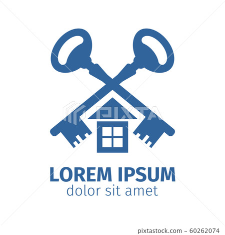 Vintage old key and house logo 60262074