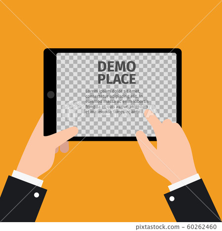 Tablet in hand with transparent background Tablet in hand with transparent background 60262460