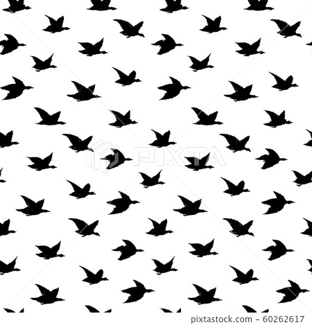 Crane Birds Seamless Pattern with Simple Birds Silhouettes 60262617