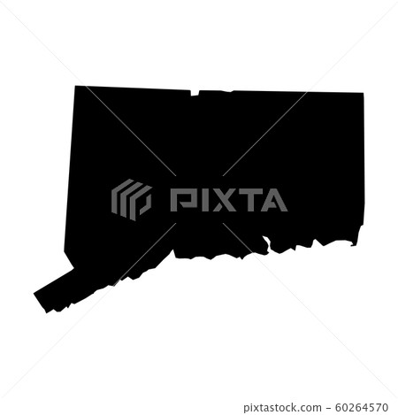 Connecticut, state of USA - solid black silhouette map of country area. Simple flat vector illustration 60264570