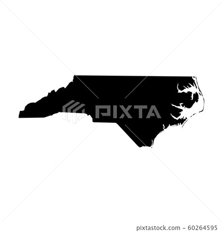 North Carolina, state of USA - solid black silhouette map of country area. Simple flat vector illustration North Carolina, state of USA - solid black silhouette map of country area. Simple flat vector illustration 60264595