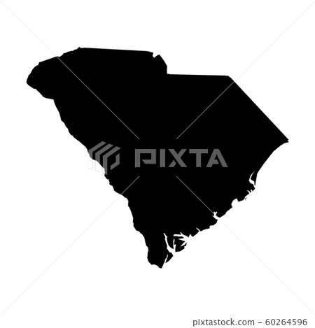 South Carolina, state of USA - solid black silhouette map of country area. Simple flat vector illustration 60264596