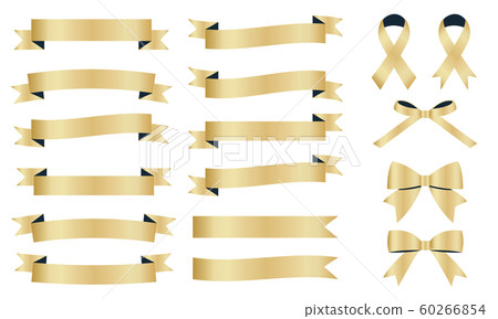 Ribbon set simple gold - Stock Illustration [60266854] - PIXTA