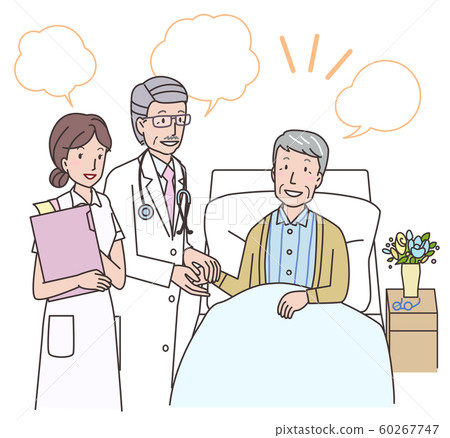 Senior man and medical staff chatting - Stock Illustration [60267747 ...