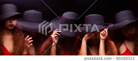 Stroboscopic image of one model into many girls 60268322