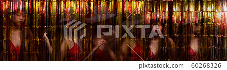 Stroboscopic image of one model into many girls 60268326