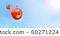 多個紅蘋果在晴朗的天氣中飛翔 60271224