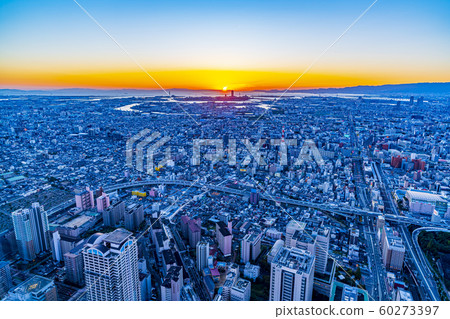Osaka cityscape West direction from Abeno Harukas 60273397