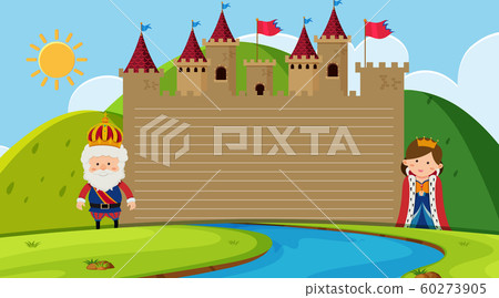 Paper template with king and queen at the castle Paper template with king and queen at the castle 60273905