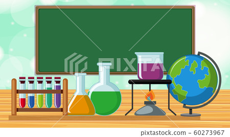 Back to school sign with board and school items Back to school sign with board and school items 60273967