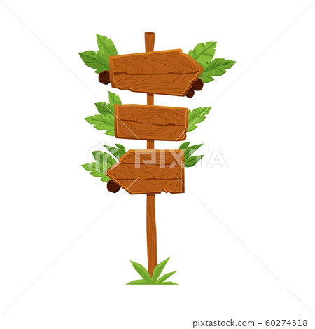 Blank wooden signboard with green tree leaves isolated on white background Blank wooden signboard with green tree leaves isolated on white background 60274318