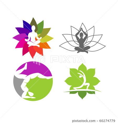 Yoga logo Collection design emblem meditation - Stock Illustration  [60274780] - PIXTA