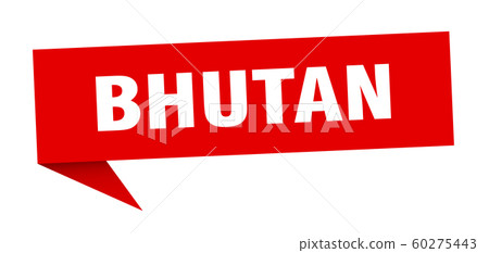 Bhutan sticker. Red Bhutan signpost pointer sign Bhutan sticker. Red Bhutan signpost pointer sign 60275443