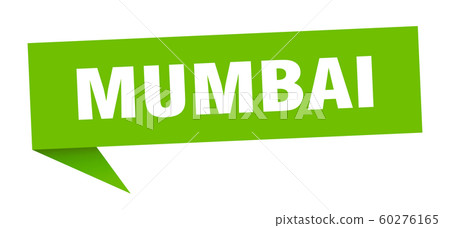 Mumbai sticker. Green Mumbai signpost pointer sign 60276165