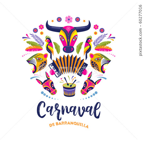 Carnaval de Barranquilla, Colombian carnival party. Vector illustration, poster and flyer Carnaval de Barranquilla, Colombian carnival party. Vector illustration, poster and flyer 60277016