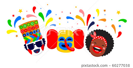 Carnaval de Barranquilla, Colombian carnival party. Vector illustration, poster and flyer 60277038