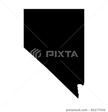 Nevada, state of USA - solid black silhouette map of country area. Simple flat vector illustration 60277436