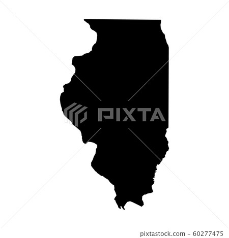 Illinois, state of USA - solid black silhouette map of country area. Simple flat vector illustration 60277475