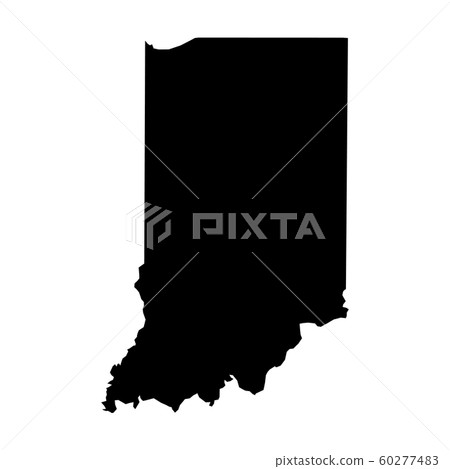 Indiana, state of USA - solid black silhouette map of country area. Simple flat vector illustration 60277483