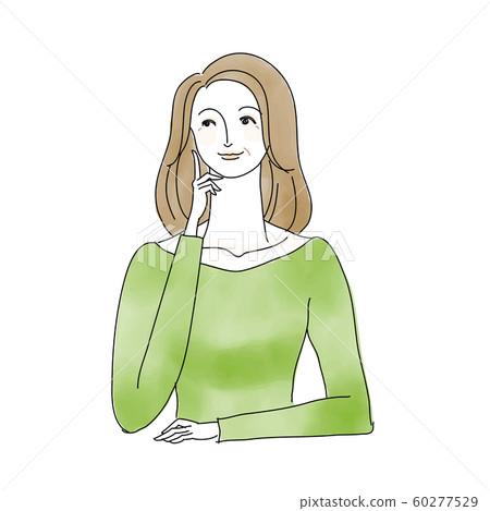 A woman who smiles and imagines something (middle age, middle age) 60277529