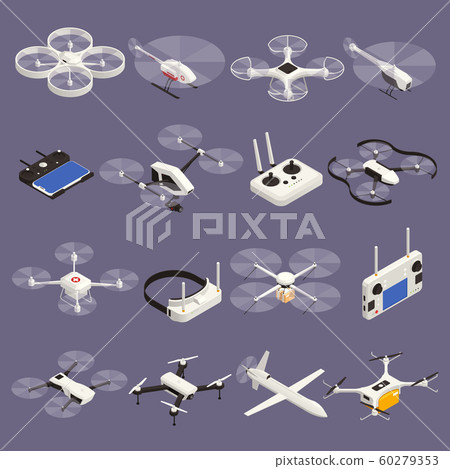 Drones Isometric Set - Stock Illustration [60279353] - PIXTA