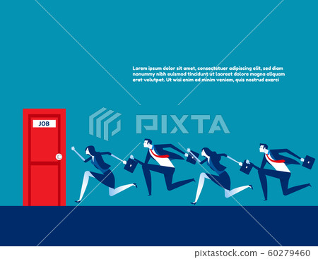 People running to job door. Concept business 60279460