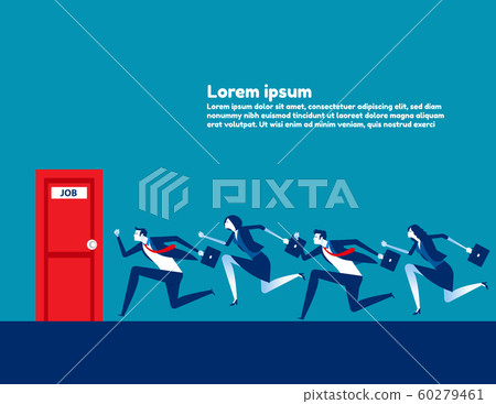 People running to job door. Concept business 60279461