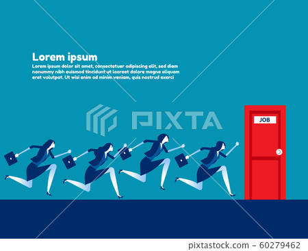 People running to job door. Concept business People running to job door. Concept business 60279462