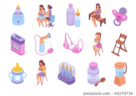 Breastfeeding Isometric Icon Set 60279736