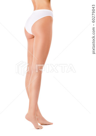 Slim woman's legs isolated on white background 60279843