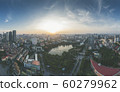 Cong Vien Nghia Do - Nghia Do Park, Ha Noi, Viet Nam. Panorama Aerial Drone Shot in Sunset 60279962