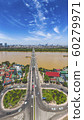 Panorama Aerial Drone Shot of Chuong Duong Bridge, Ha Noi, Viet Nam 60279971