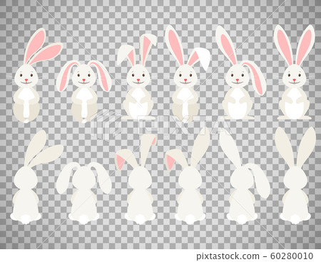 Easter cartoon bunny on transparent background Easter cartoon bunny on transparent background 60280010