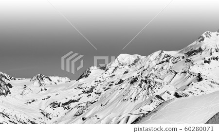 Snowy mountain and off-piste slope with trace from Snowy mountain and off-piste slope with trace from 60280071