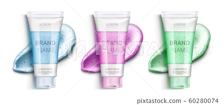 Cosmetic scrub bottles and smears clip art set Cosmetic scrub bottles and smears clip art set 60280074