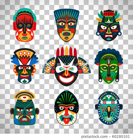 Tribal indian or african colorful masks 60280101