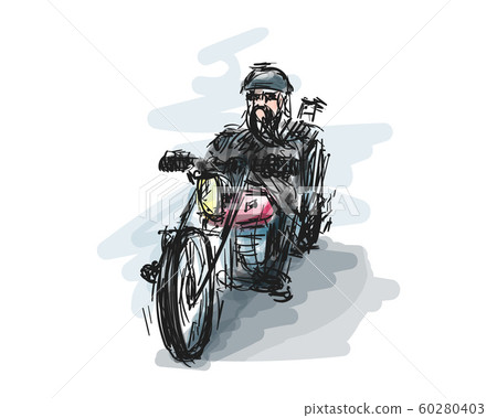 Biker motorcycle with powerful motor on speed Biker motorcycle with powerful motor on speed 60280403